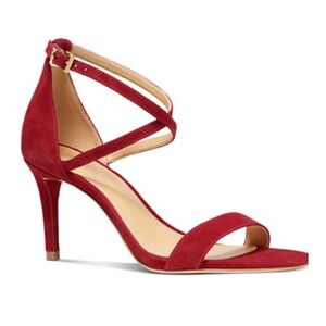 Womens‎ Michael Kors Simone strappy sandals red patent leather gold buckle 8M